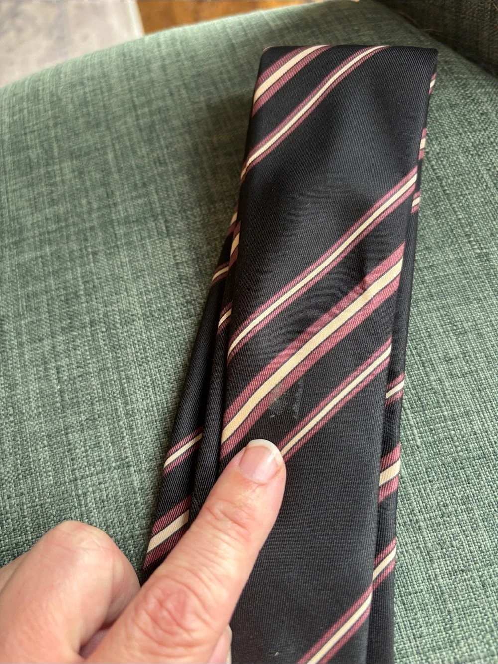Valentino Vintage Men's 100% silk Striped Black creamTie made in Italy Classic